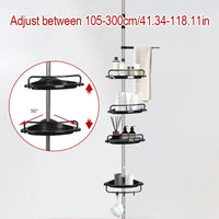 Étagère de Douche Télescopique Inox 4 Niveaux, Noir ou Blanc