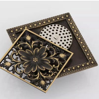 Bonde de Douche Carrée Laiton Sculpté 15 x 15 cm, 3 Motifs