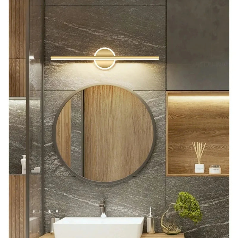 Applique Salle de Bain Noire LED avec Disque Mural pour Miroir, 40 à 80 cm