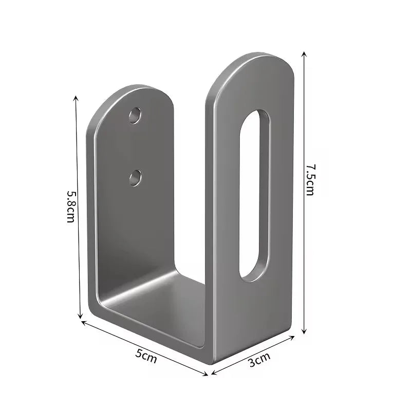 Range-Couvercle Mural Sans Perçage Gris ou Noir, 2 Supports en Acier au Carbone