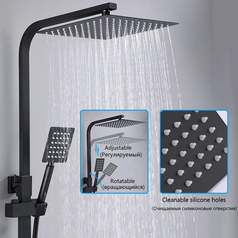 Douche Encastrable 3-4 Voies Noire ou Chromée