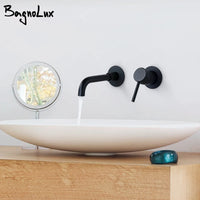 Robinet Mural Lavabo Encastré Laiton, Bec 15 à 26 cm, 9 Finitions