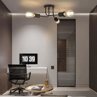 Plafonnier Cuisine Industriel Noir 3 ou 4 Lumières E27, Style Rétro