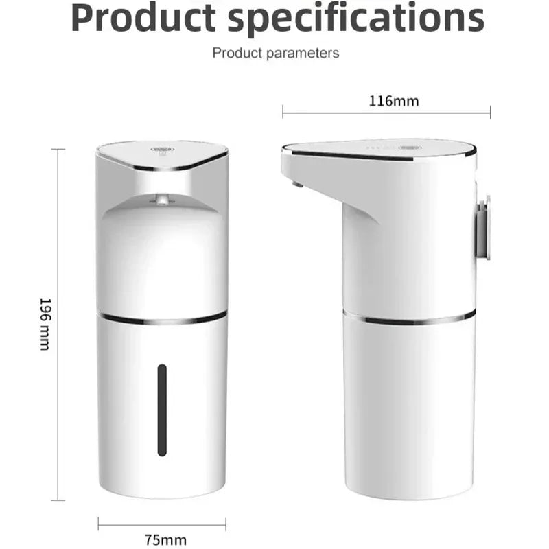 Distributeur de Savon Mousse Automatique Blanc, Mural ou à Poser, USB-C