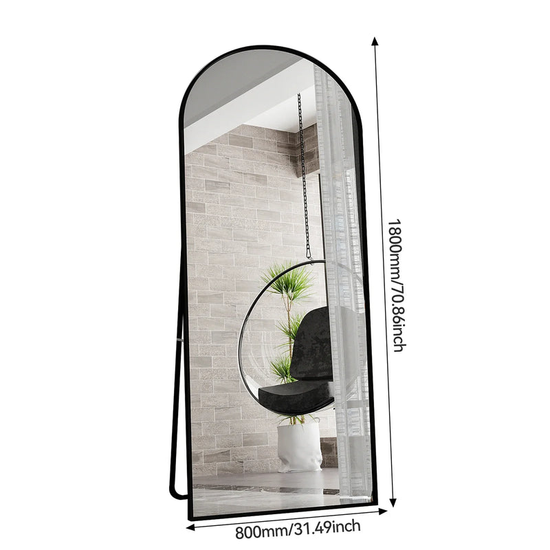 Miroir sur Pied XXL Noir ou Doré Verre Trempé