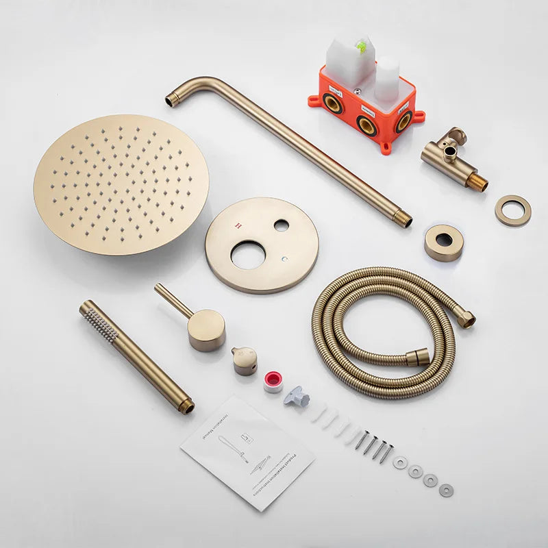 Douche Encastrable Dorée Pluie avec Robinet de Baignoire