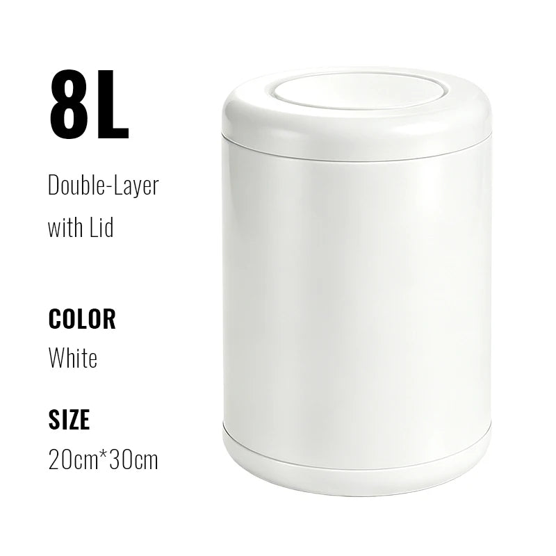 Poubelle de Salle de Bain Luxe Inox Double Couche 8 ou 10 Litres