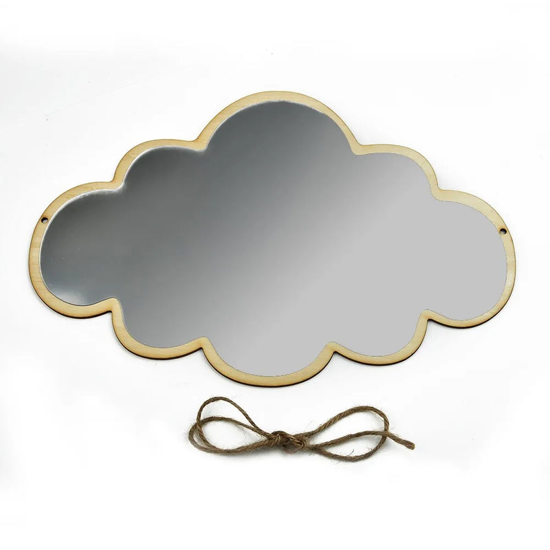 Miroir Mural Nuage en Bois et Acrylique, 33 x 23 cm
