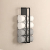 Porte-Serviette Mural Noir Sans Perçage pour Serviettes Roulées, 40 ou 50 cm