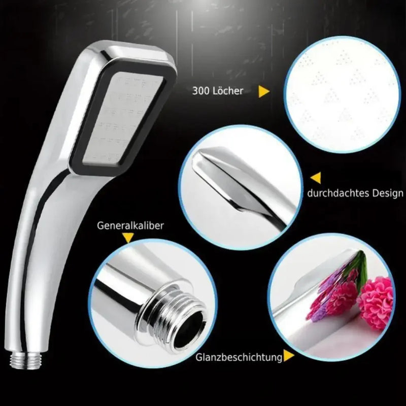 Pommeau de Douche Haute Pression 300 Trous Économie d'Eau, Chromé 21 cm