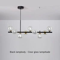 Suspension Cuisine Îlot Globes Verre, 7 à 11 Têtes, Lumière 3 Teintes