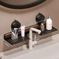 Étagère Lavabo Murale sans Perçage, Aluminium et Noyer, 40 à 60 cm