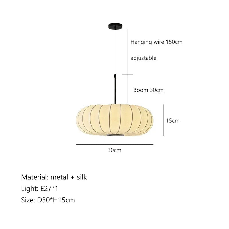 Suspension Cuisine Lanterne Soie Wabi-Sabi, Ø 30, 40 ou 50 cm
