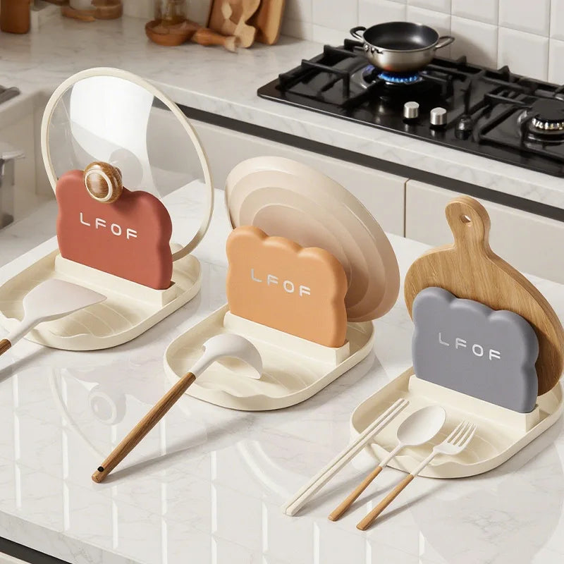 Range-Couvercle de Cuisine à Poser avec Plateau pour Cuillères, 3 Coloris