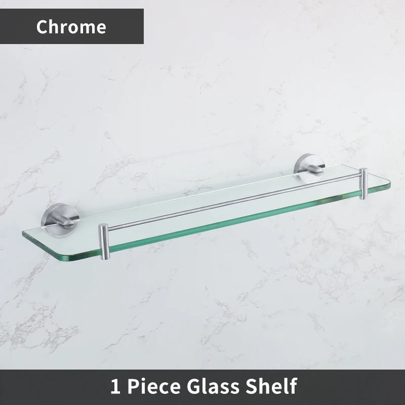 Accessoires Salle de Bain Chromés Inox à la Pièce, 14 Articles