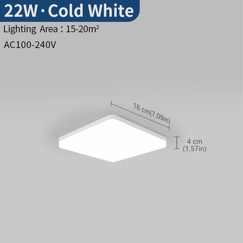 Plafonnier LED Carré Cuisine 3 Teintes 18 à 45 W