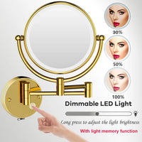 Miroir de Maquillage LED Grossissant 10X Tactile Mural Double Bras Extensible