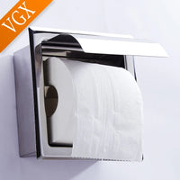 Porte-Papier Toilette Encastré Inox 304 Noir Mat ou Chromé avec Rabat