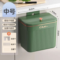 Poubelle de Cuisine Suspendue avec Couvercle Coulissant, Blanc ou Vert, 2 Hauteurs