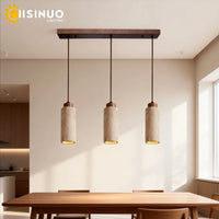 Suspension Cuisine en Pierre Travertin 1 à 3 Lampes, Cylindre ou Carré