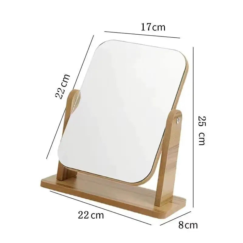 Miroir de Table Pivotant en Bois Rectangulaire, 17 x 22 ou 13 x 18 cm