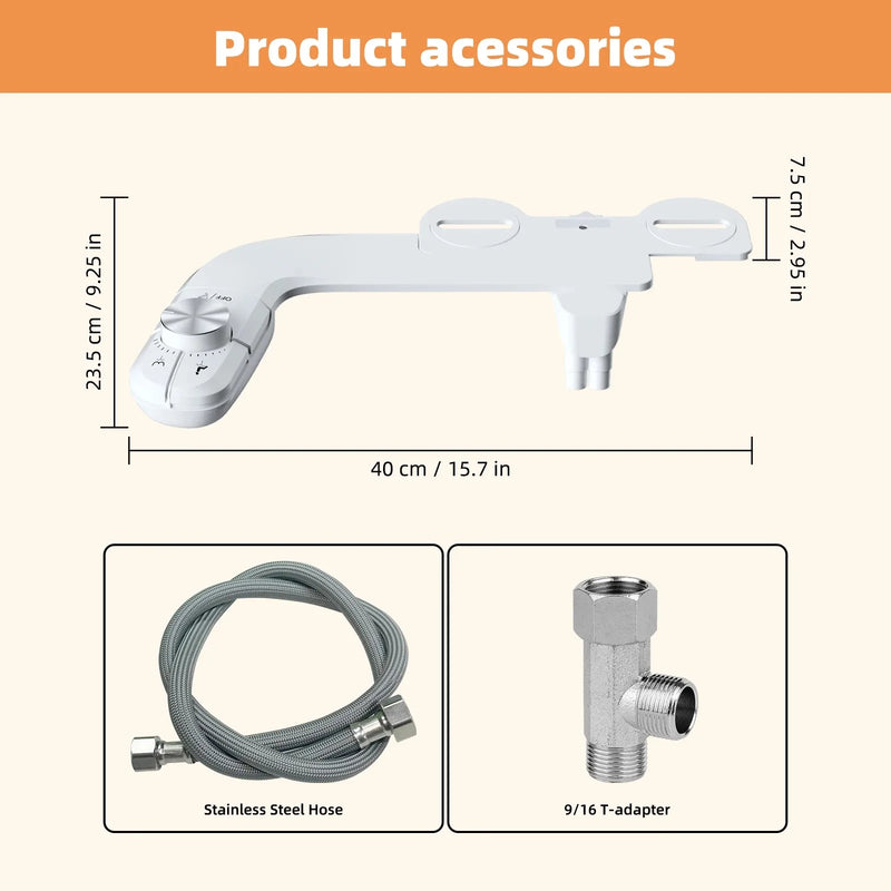 Bidet Toilette Non Électrique Double Buse Autonettoyante Eau Froide