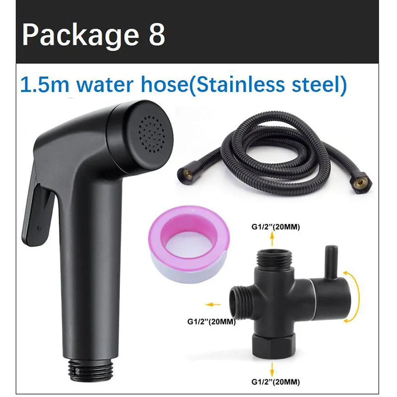 Douchette WC Noire Kit Complet avec Support Mural