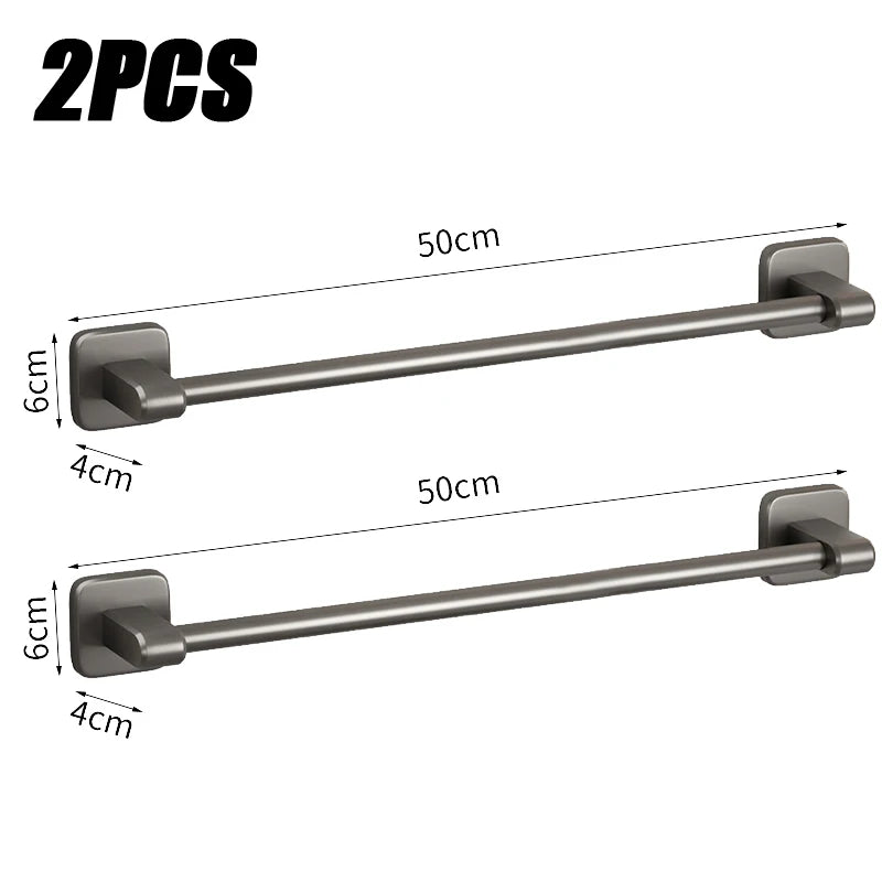 Porte-Serviette Sans Percer Aluminium Gris Anthracite 30 à 50 cm
