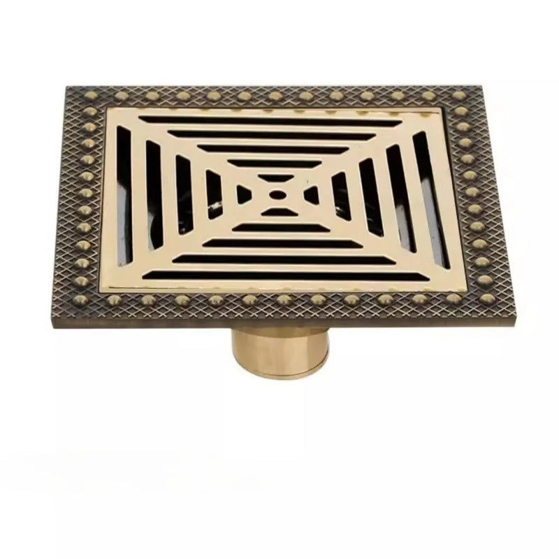 Bonde de Douche Carrée Laiton Sculpté 15 x 15 cm, 3 Motifs