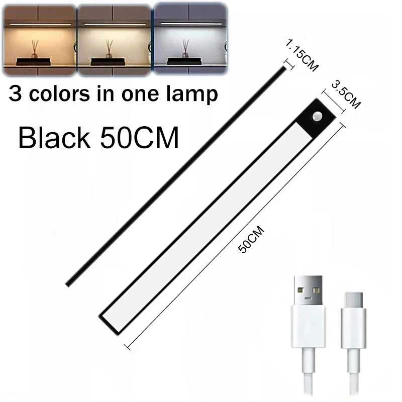 Réglette LED Sous Meuble Aluminium 3 Couleurs avec Détecteur de Mouvement
