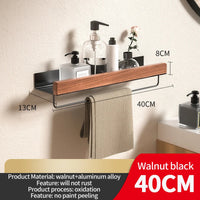 Étagère Murale Salle de Bain Hêtre ou Noyer, 30 à 60 cm
