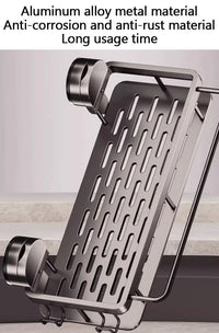 Étagère Salle de Bain Aluminium Gris à Ventouses, 1 ou 2 Plateaux