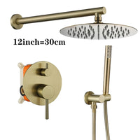 Douche Encastrable Dorée Pluie avec Robinet de Baignoire