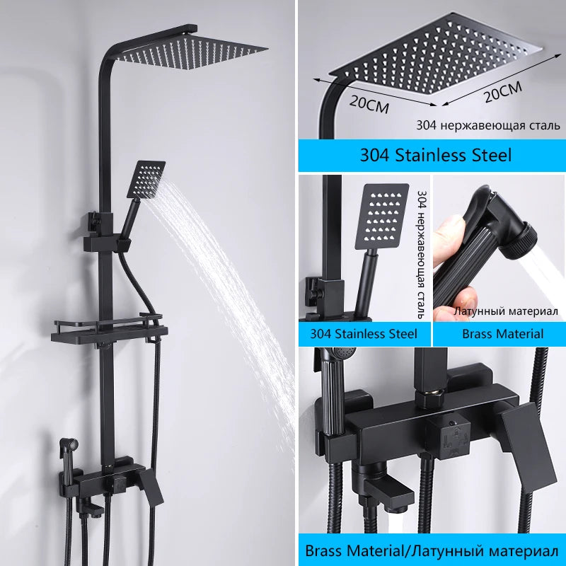 Douche Encastrable 3-4 Voies Noire ou Chromée