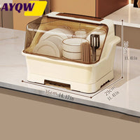 Étagère à Vaisselle avec Couvercle Beige Anti-Poussière