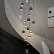 Suspension Cuisine LED à Boules Noires et Dorées, 9 à 60 Lampes