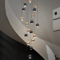 Suspension Cuisine LED à Boules Noires et Dorées, 9 à 60 Lampes