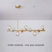 Suspension Cuisine Îlot Globes Verre, 7 à 11 Têtes, Noir ou Doré
