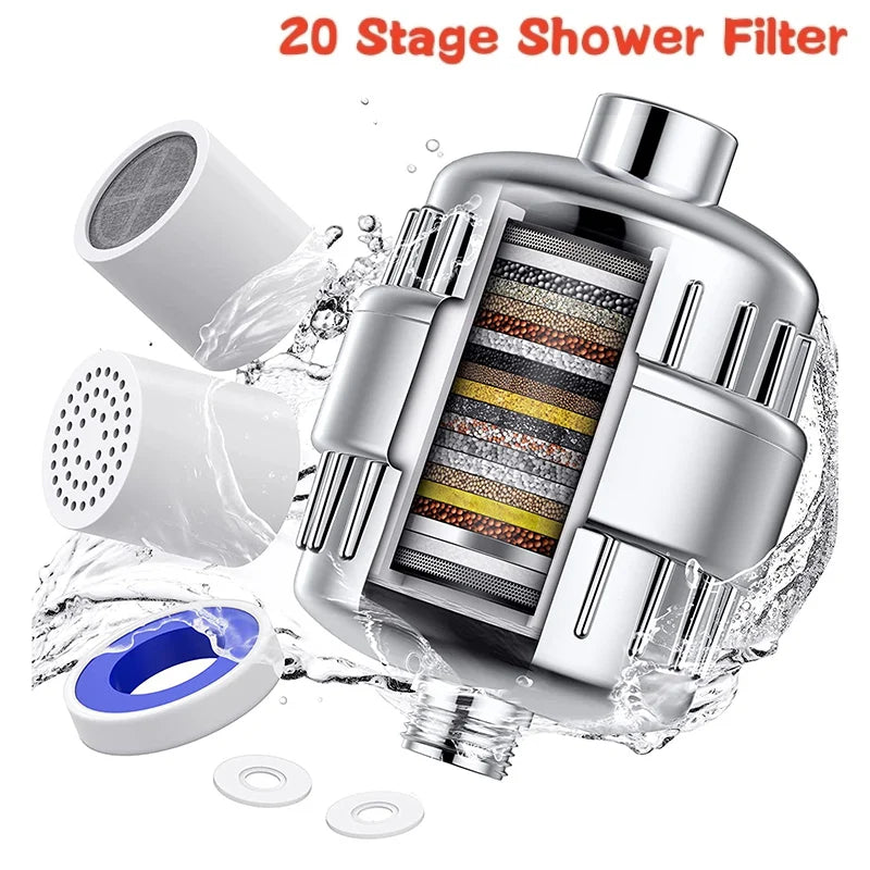 Filtre de Douche 15 ou 20 Étages, Cartouche Charbon Actif de Rechange