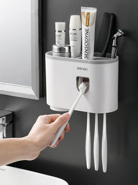 Porte-Brosse à Dents Mural Magnétique, Distributeur de Dentifrice, 1 à 5 Gobelets