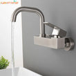 Robinet Mural Lavabo Nickel Brossé, Mitigeur Eau Chaude et Froide Bec Pivotant