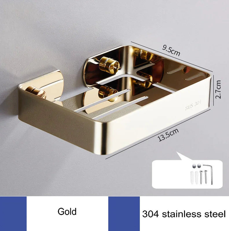 Porte-Savon Mural en Inox Grillagé avec Vidange