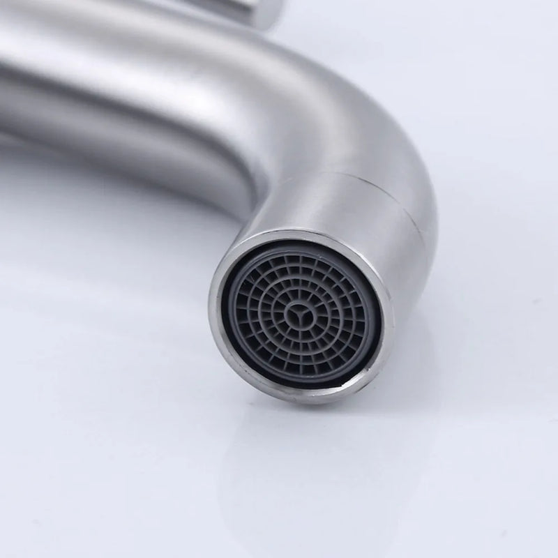 Robinet Lave-Main Haut Eau Froide Inox 304 Noir ou Brossé, 30,5 cm