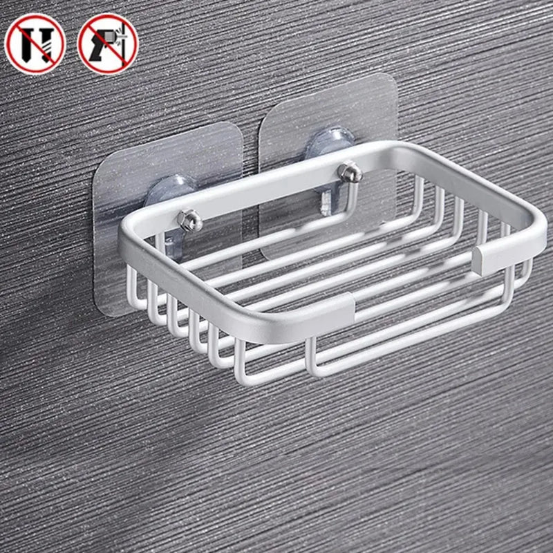 Porte-Savon Mural Aluminium sans Perçage à Grille de Drainage 13 cm