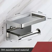 Porte-Papier Toilette Mural Inox 304 Chromé avec Tablette