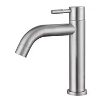 Robinet Lave-Main Eau Froide Inox 304, 17 cm, Bec Droit ou Courbe