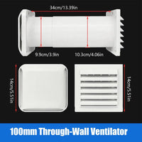Kit de Ventilation Murale Traversant 100 mm, Longueur Réglable, Blanc