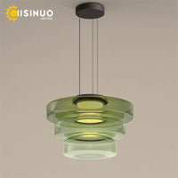Suspension Cuisine Verre Étagé Vert, Ambre ou Gris, 1 à 3 Niveaux