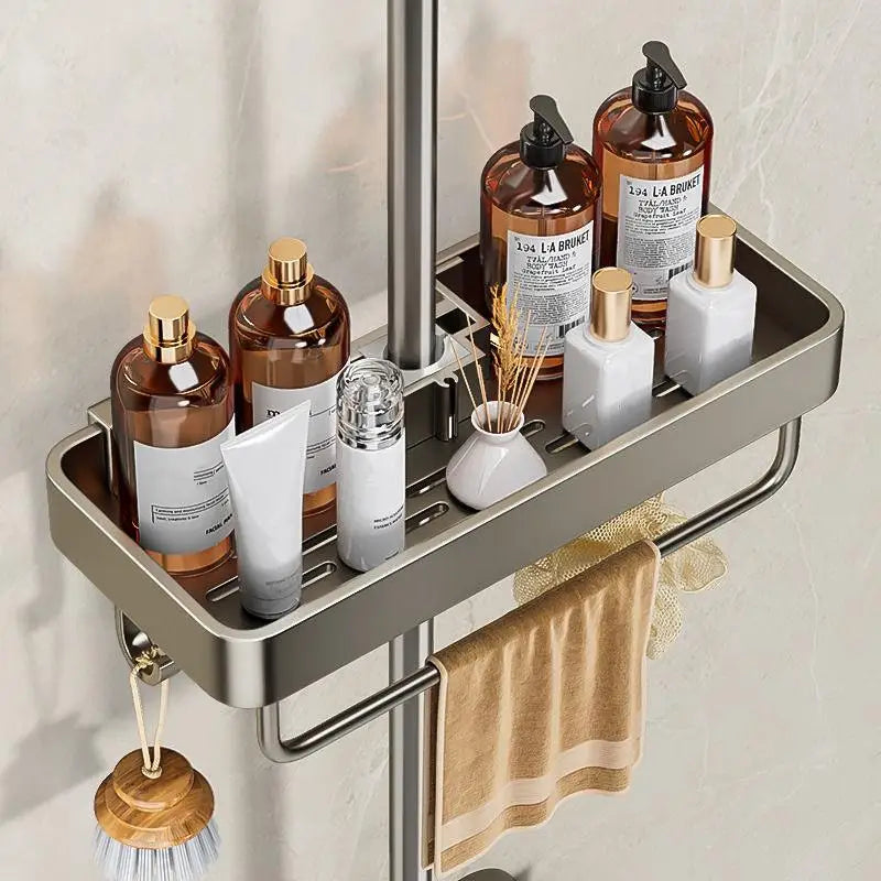 Étagère de Douche pour Barre de Douche en Aluminium, Sans Perçage