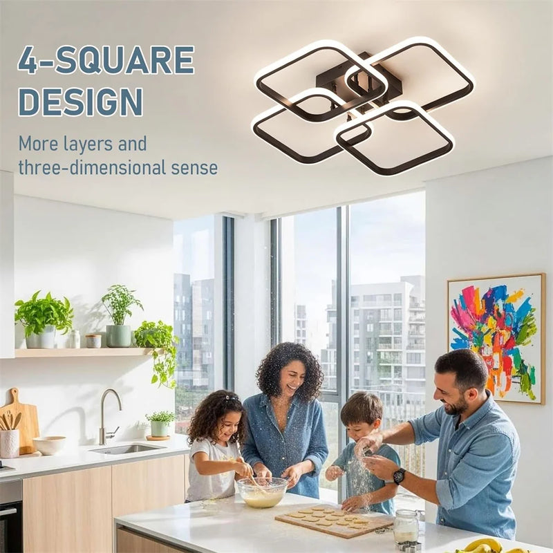 Plafonnier LED Carré Cuisine Moderne Motif en Grille ou en Croix